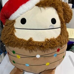 Squishmallows Official 16 inch Benny the Brown Bigfoot With Santa Hat